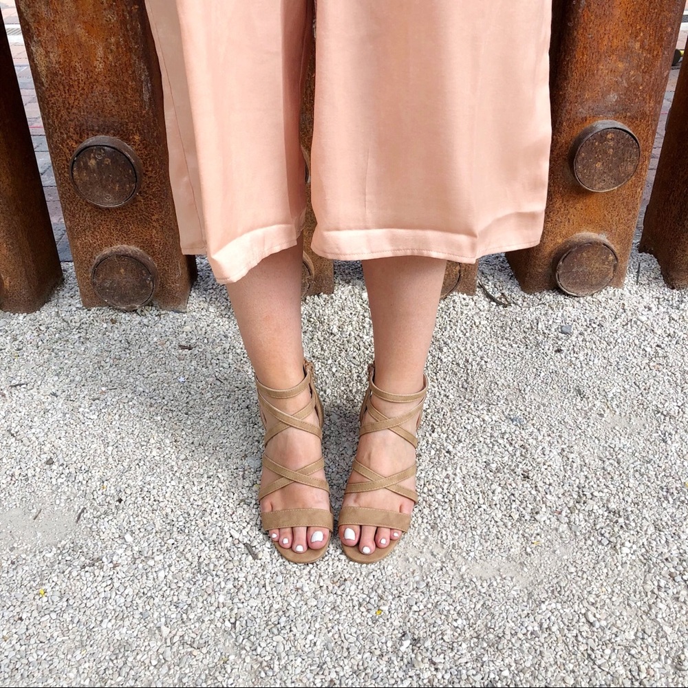 Nude Strappy Block Heel